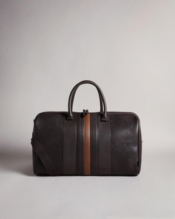 Hauts Ted Baker Striped PU Holdall Marron Chocolat Homme | YFF-70531511